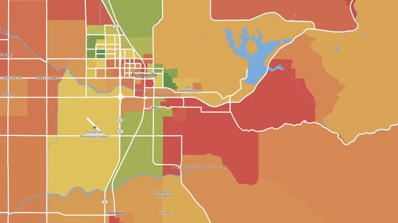 Woodville, CA Map of Theft Rates