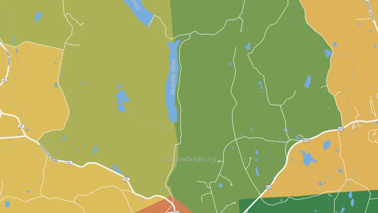 Woodville, CT Map of Theft Rates