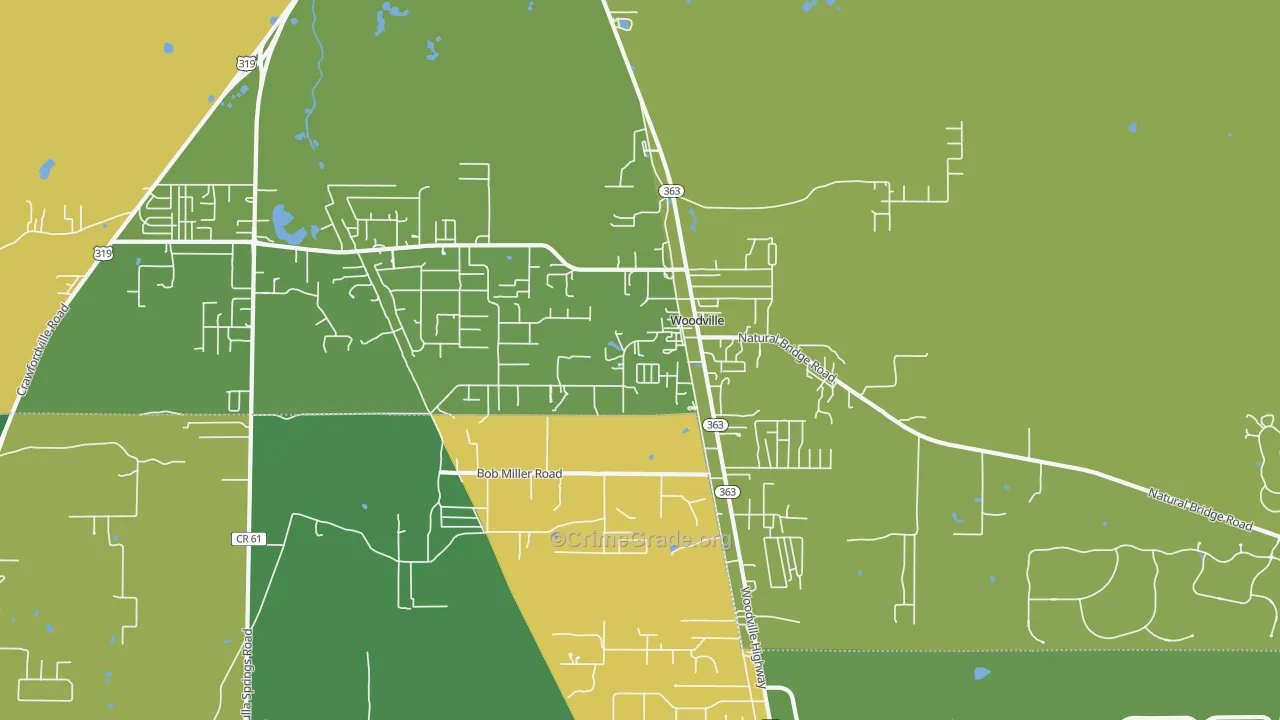 Woodville, FL Map of Theft Rates