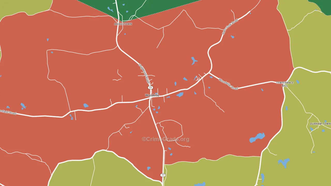 Woodville, GA Map of Theft Rates