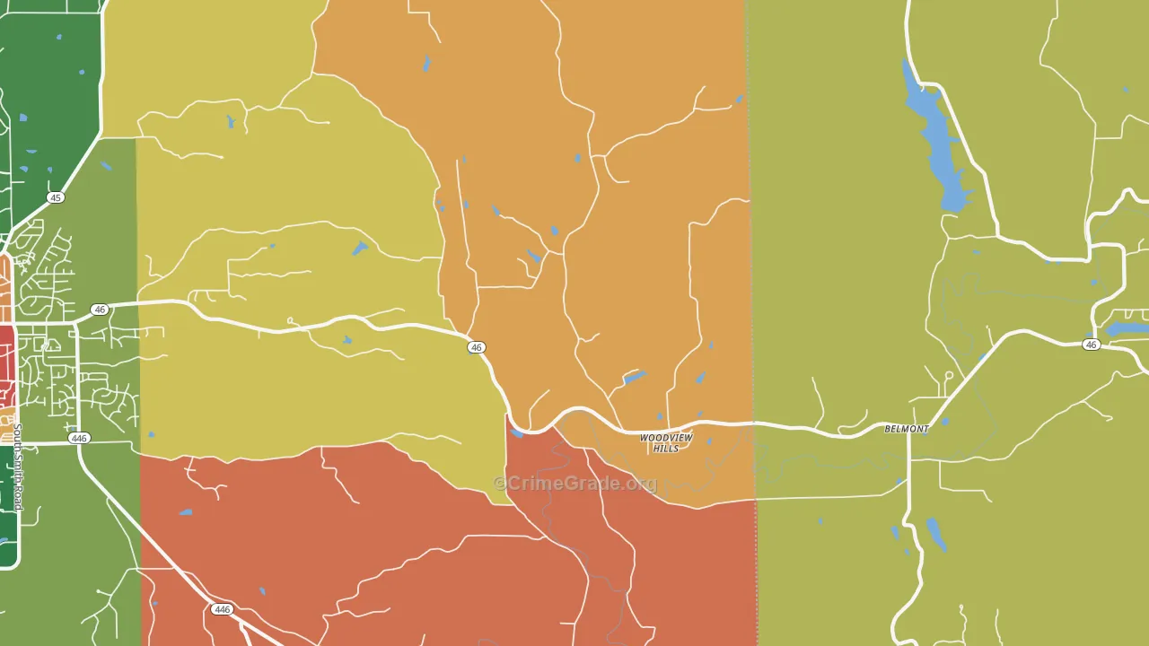 Woodville Hills, IN Map of Theft Rates