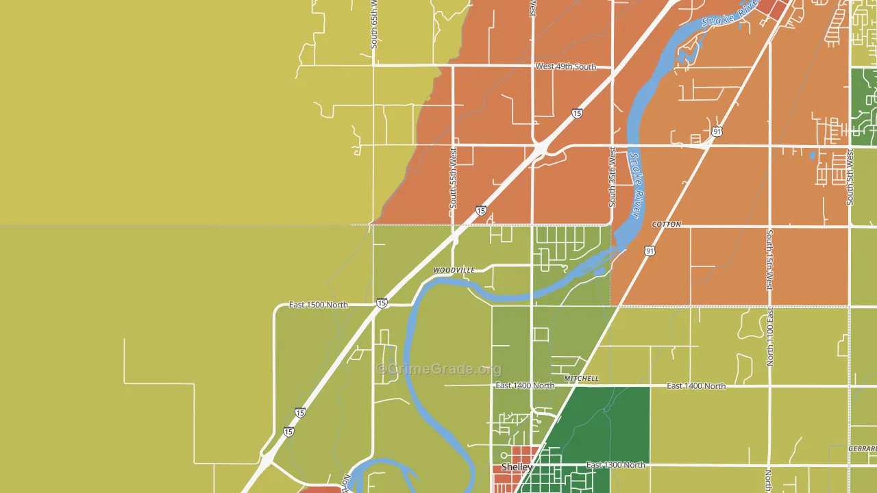 Woodville, ID Map of Theft Rates