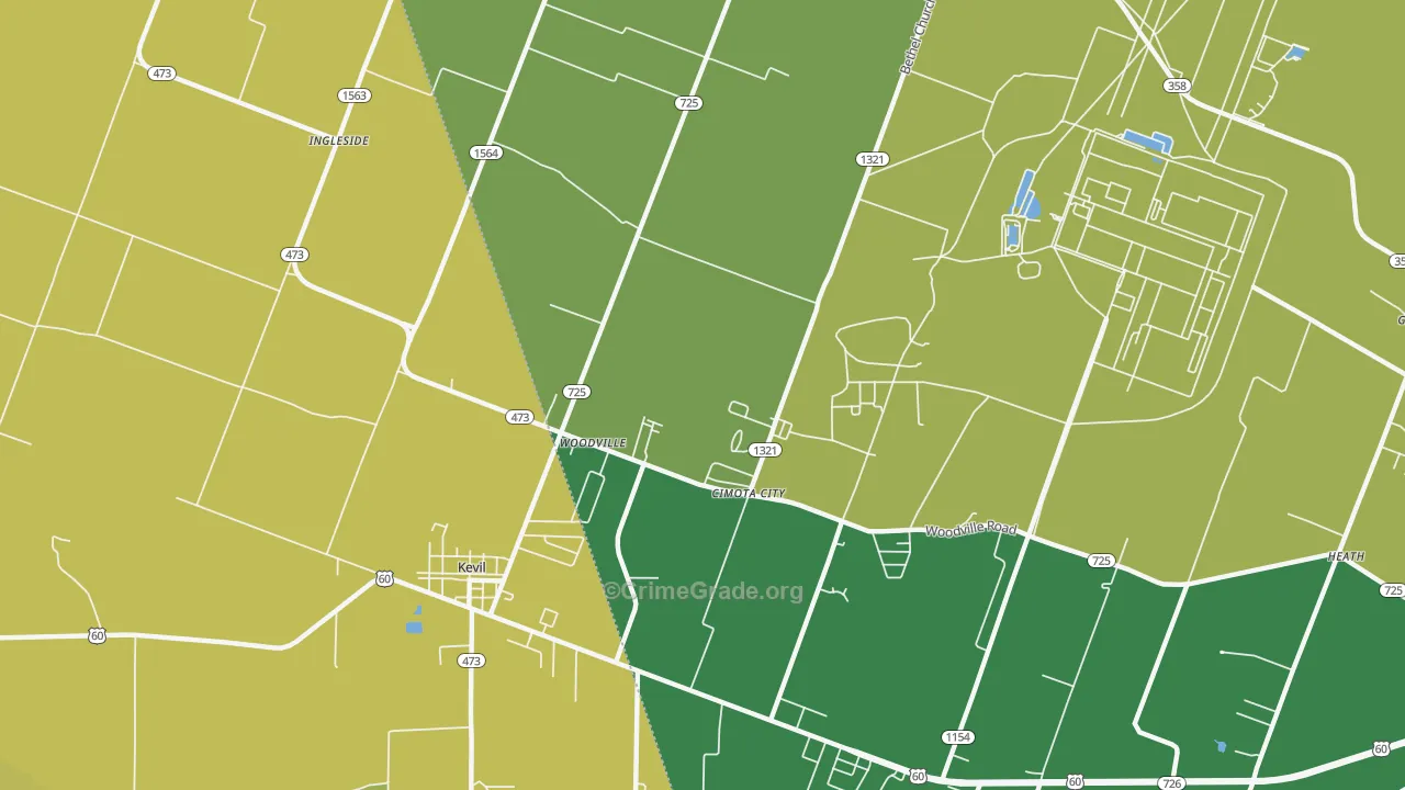 Woodville, KY Map of Theft Rates