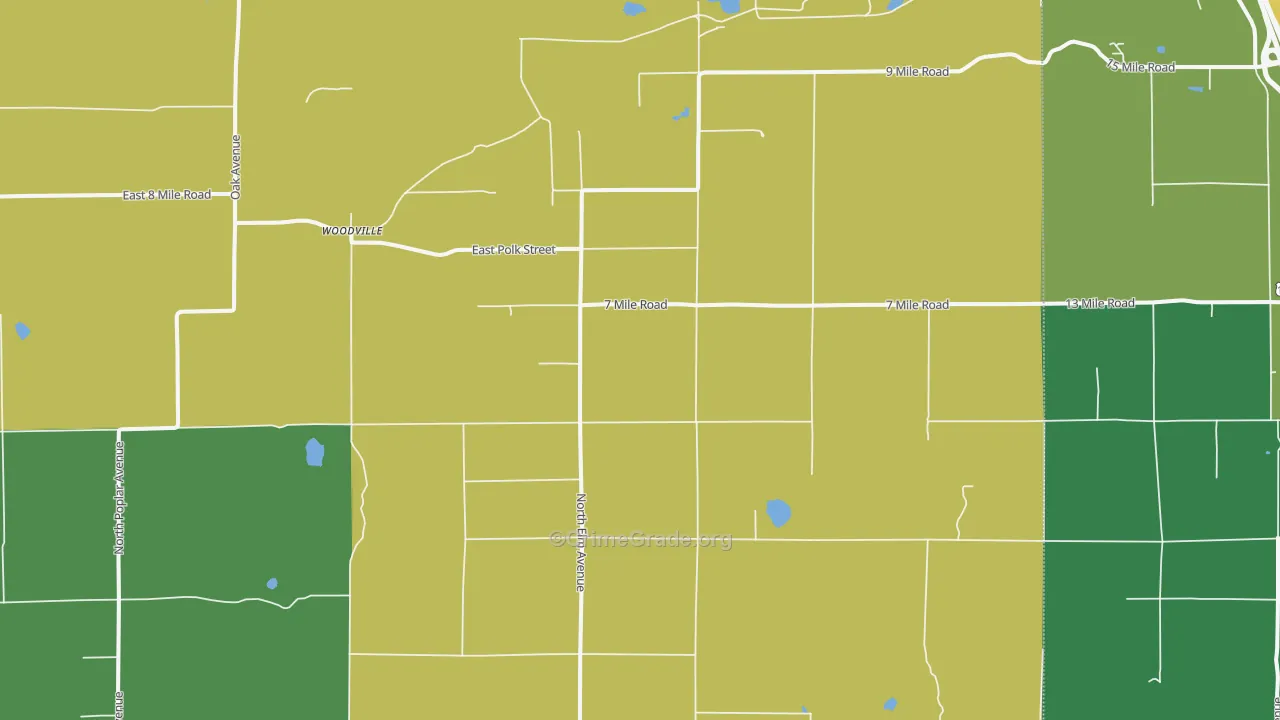 Woodville, MI Map of Theft Rates