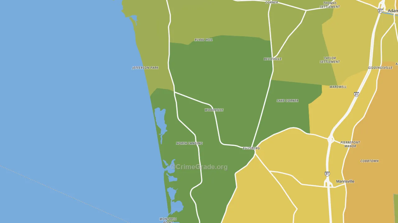 Woodville, NY Map of Theft Rates