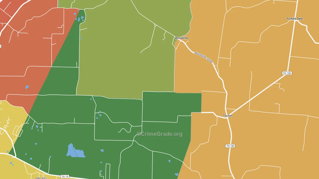 Woodville, TN Map of Theft Rates