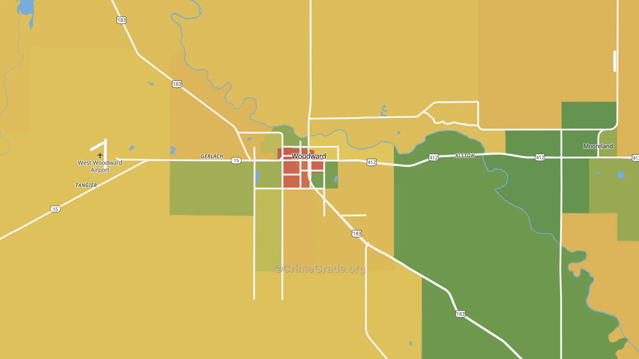 Woodward County, OK Map of Theft Rates