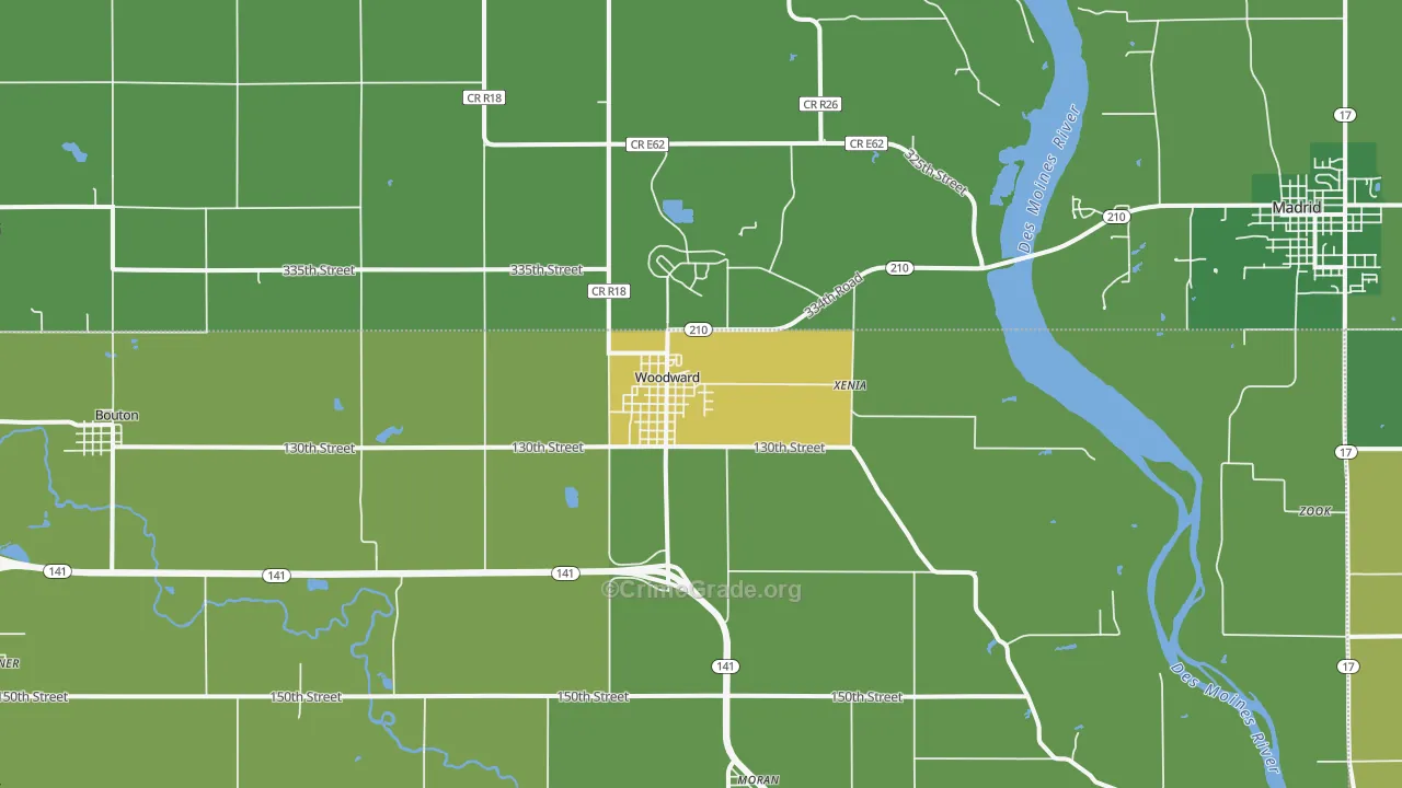 Woodward, IA Map of Theft Rates