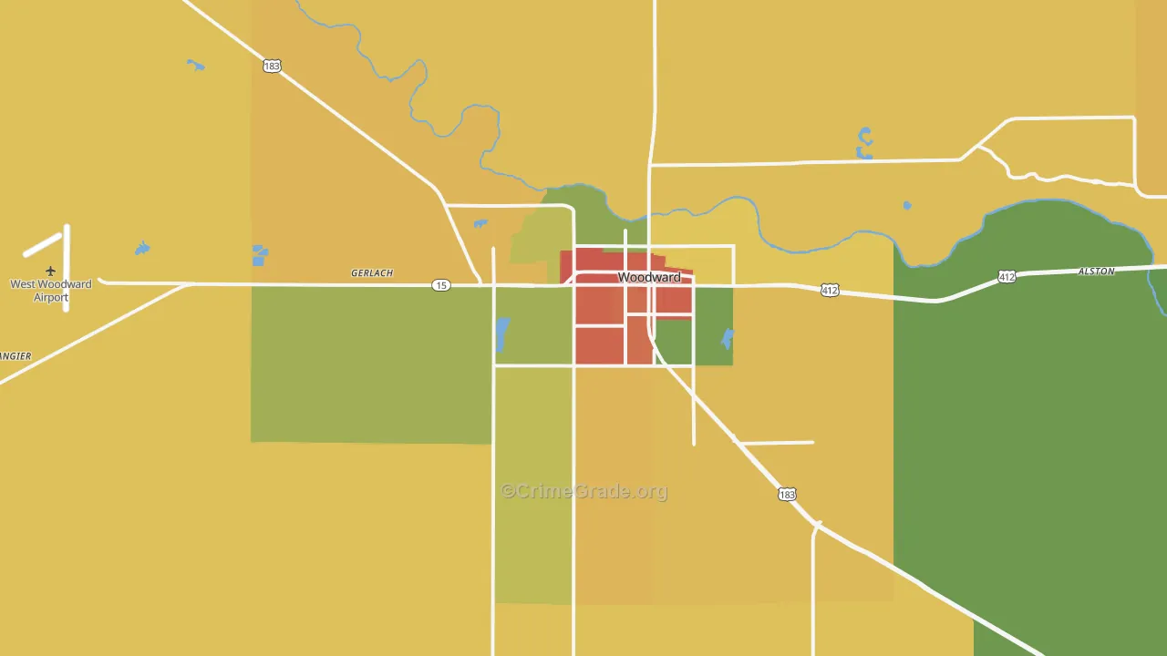 Woodward, OK Map of Theft Rates