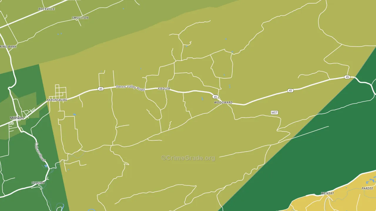 Woodward, PA Map of Theft Rates