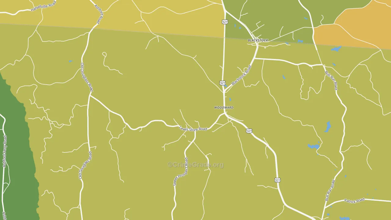 Woodward, SC Map of Theft Rates