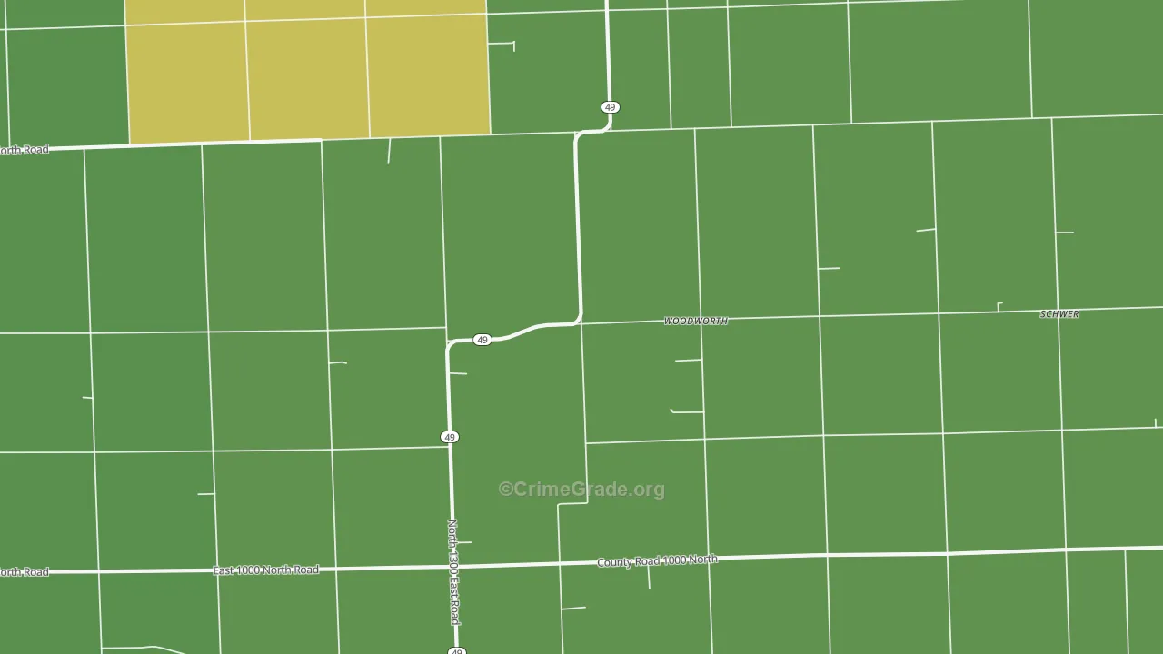 Woodworth, IL Map of Theft Rates