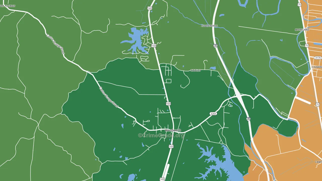 Woodworth, LA Map of Theft Rates