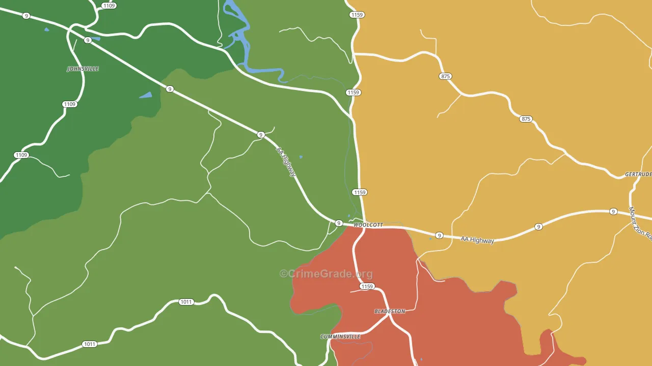 Woolcott, KY Map of Theft Rates