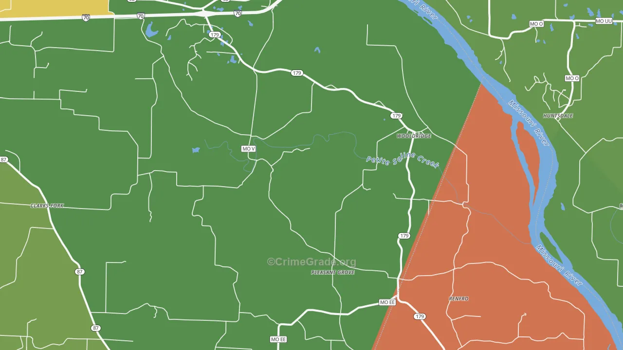 Wooldridge, MO Map of Theft Rates