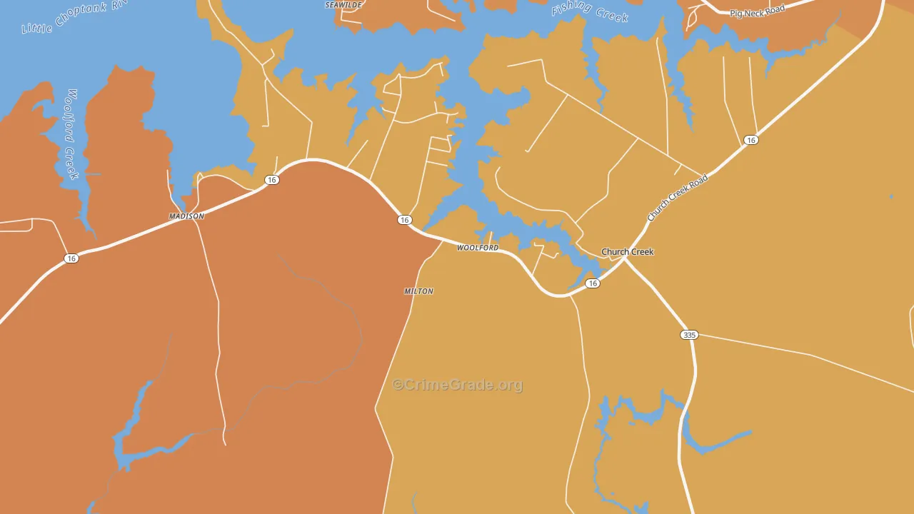 Woolford, MD Map of Theft Rates