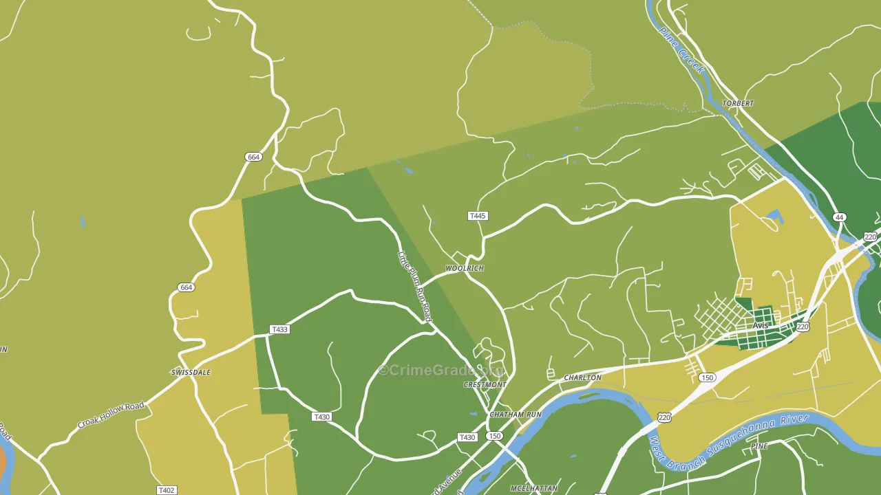 Woolrich, PA Map of Theft Rates