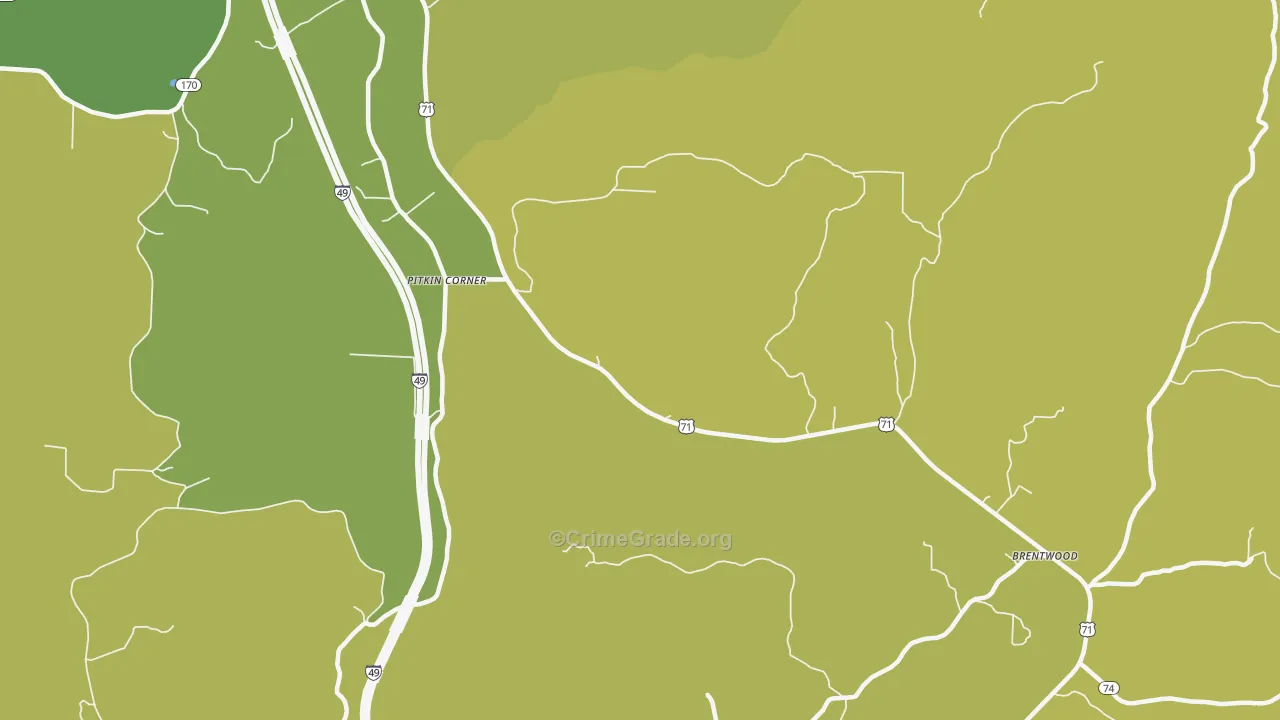 Woolsey, AR Map of Theft Rates