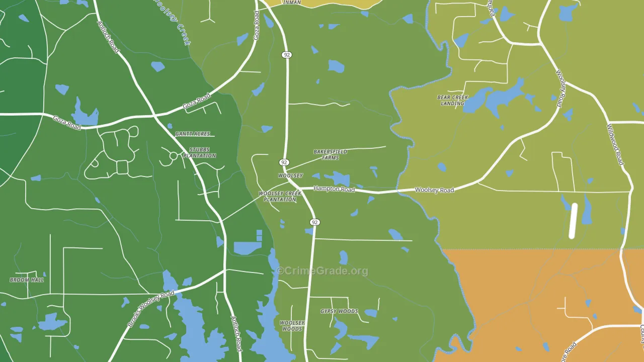 Woolsey, GA Map of Theft Rates