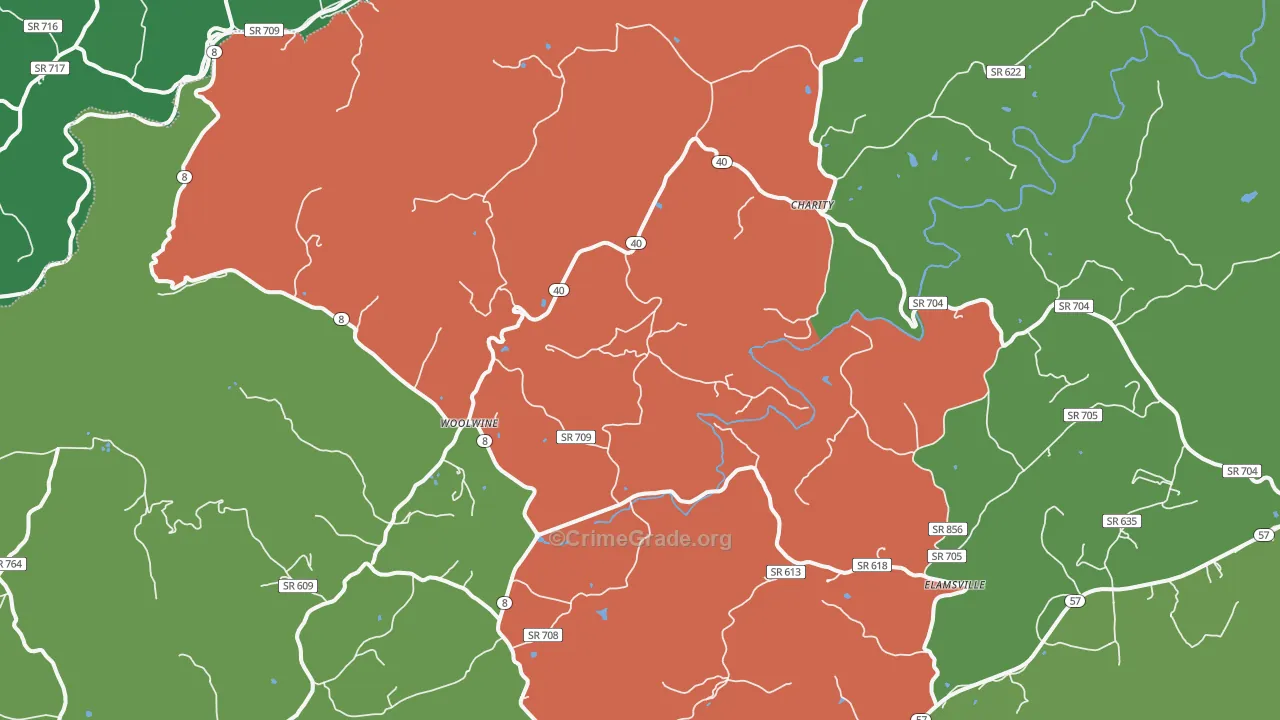 Woolwine, VA Map of Theft Rates