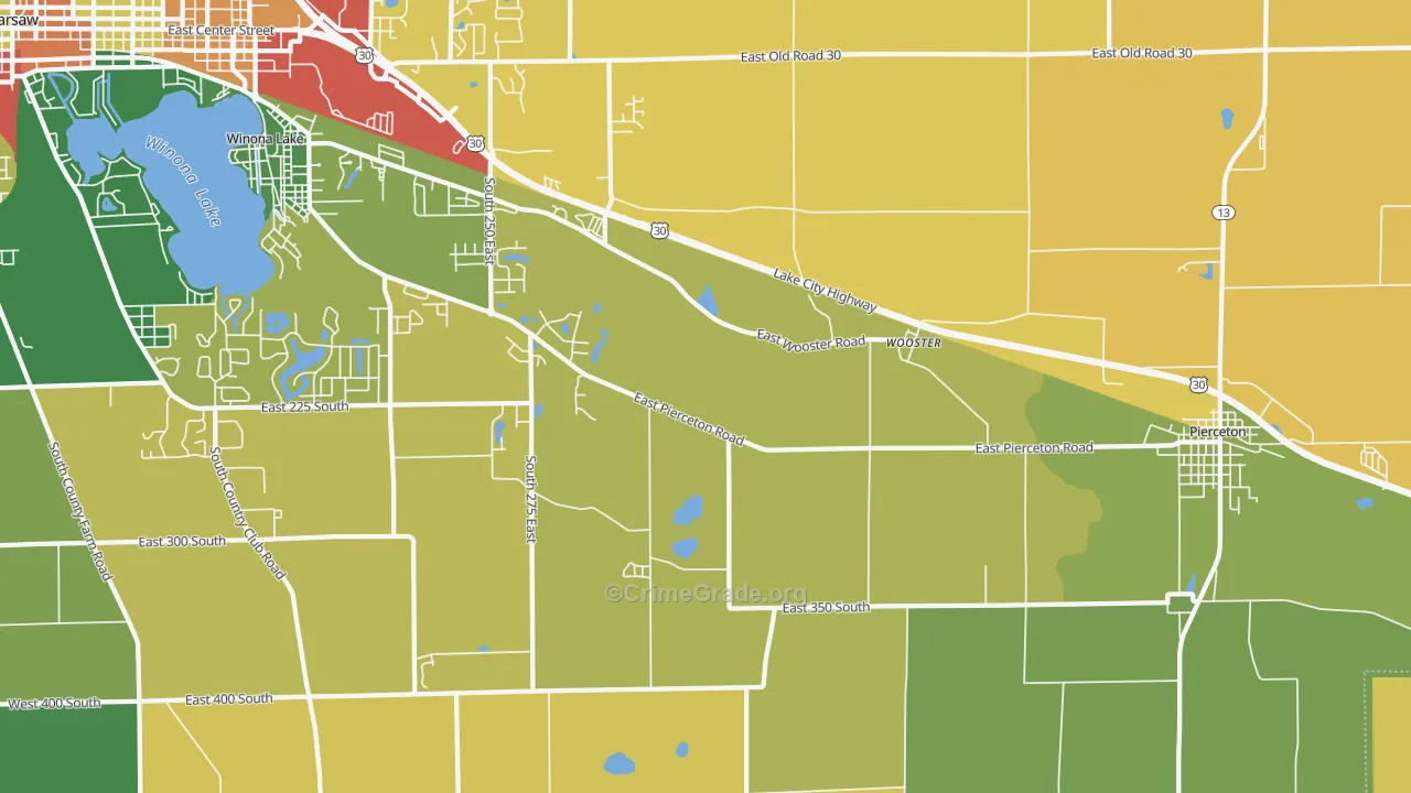 Wooster, IN Map of Theft Rates