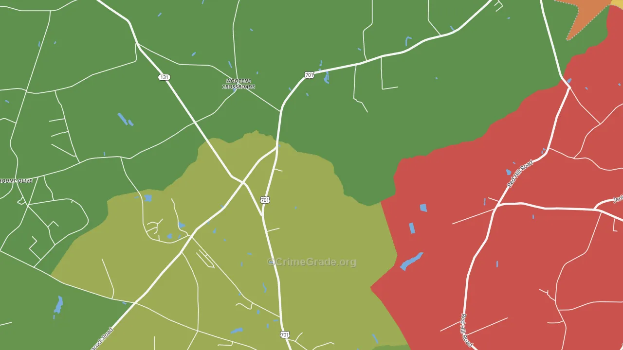 Wootens Crossroads, NC Map of Theft Rates