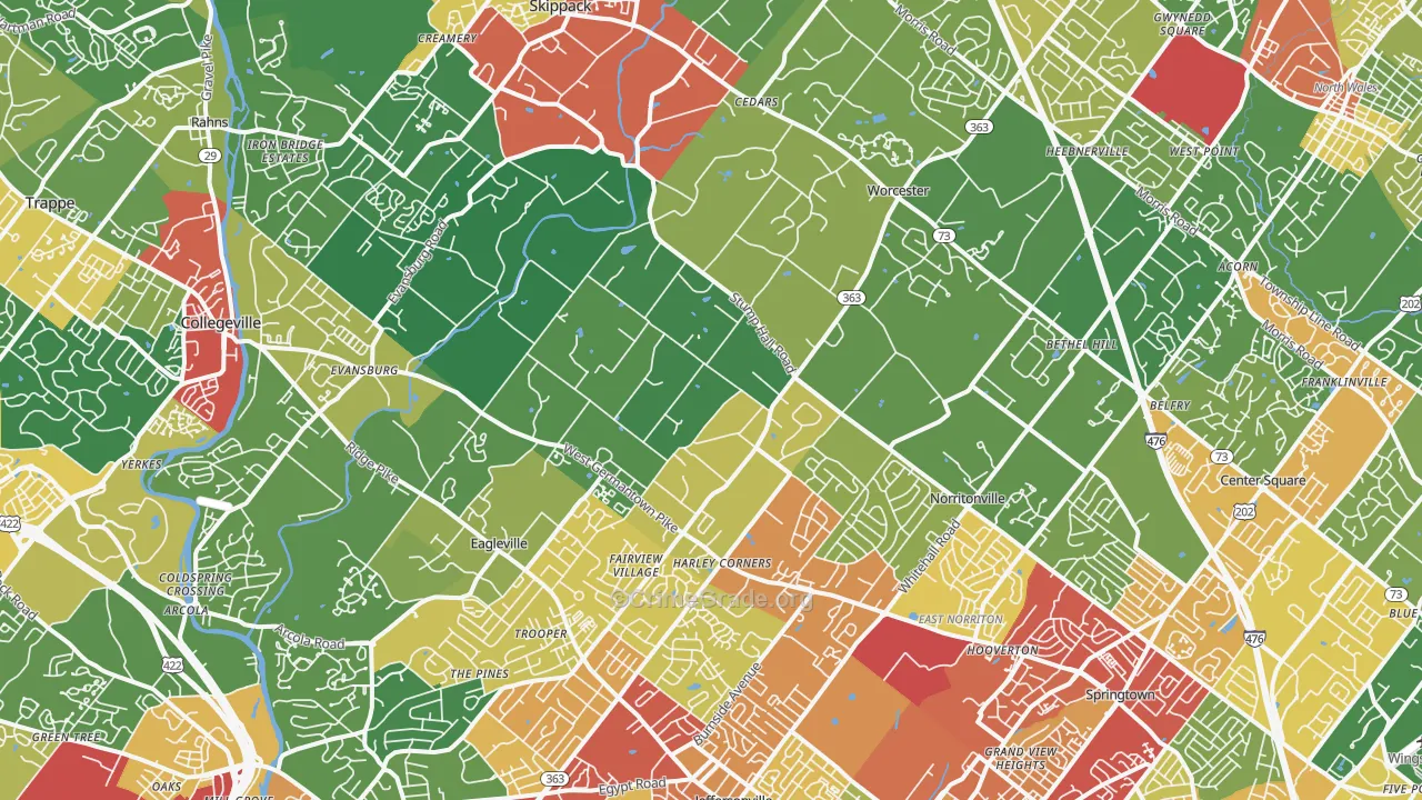 Worcester, PA Map of Theft Rates