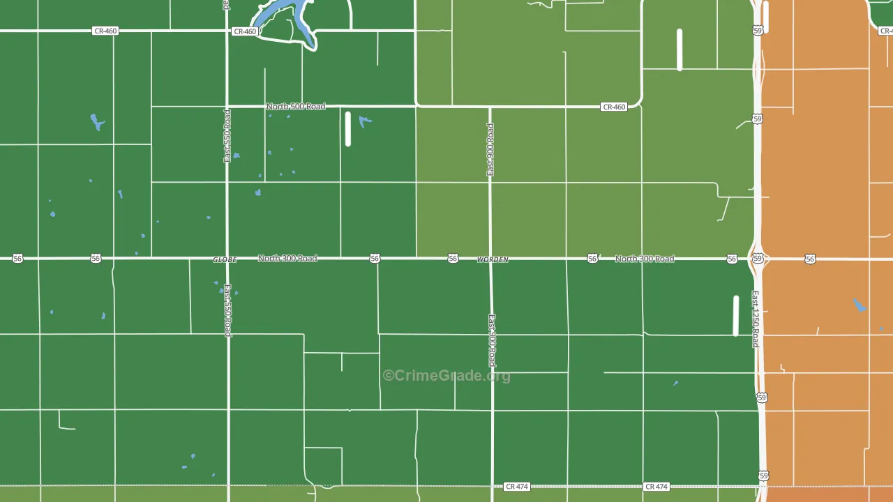 Worden, KS Map of Theft Rates