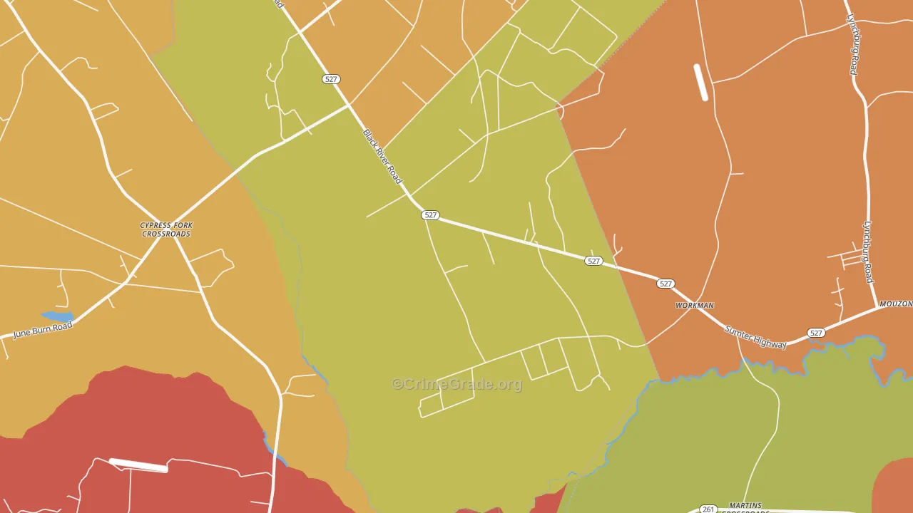 Workman, SC Map of Theft Rates