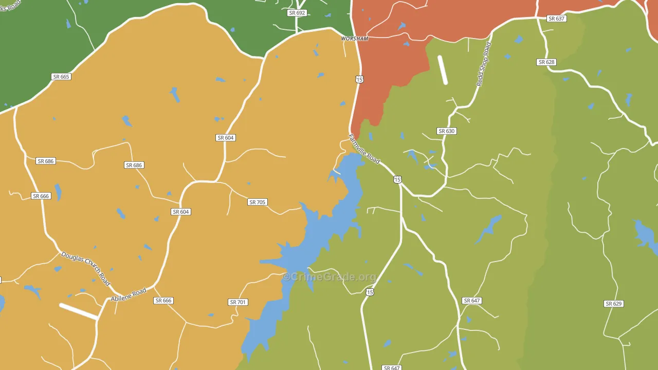 Worsham, VA Map of Theft Rates