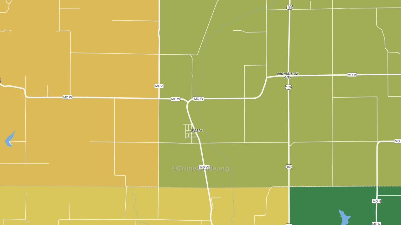 Worth, MO Map of Theft Rates