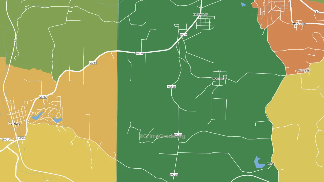 Wortham, MO Map of Theft Rates