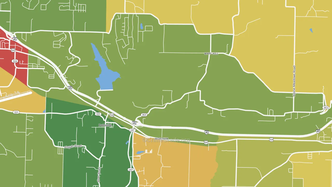 Worthen, AR Map of Theft Rates