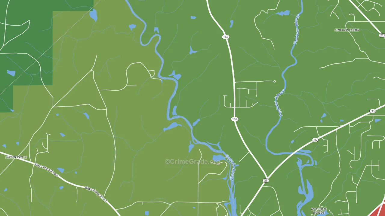 Worthville, GA Map of Theft Rates