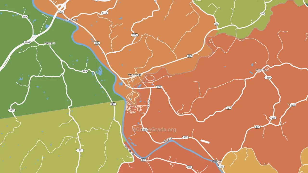 Worthville, KY Map of Theft Rates