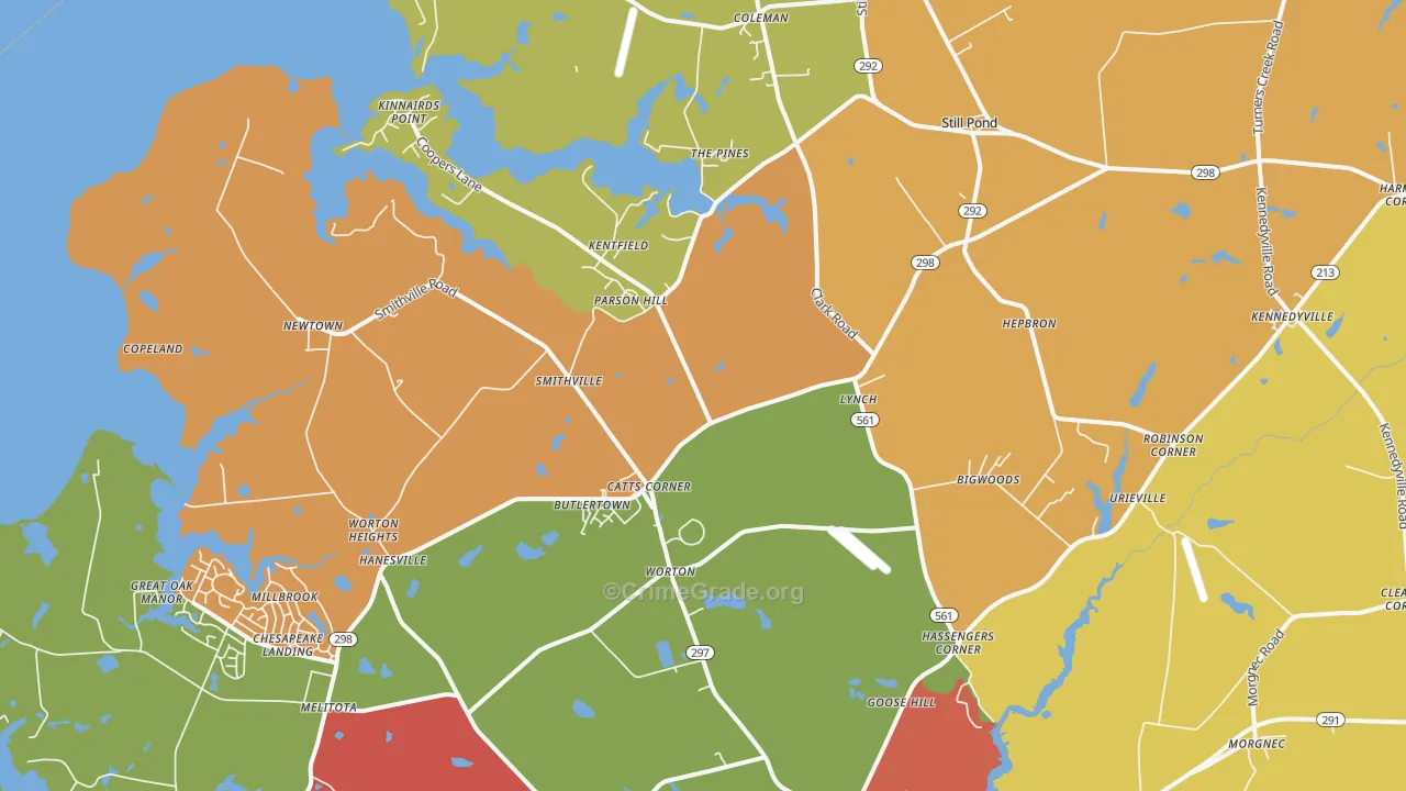 Worton, MD Map of Theft Rates