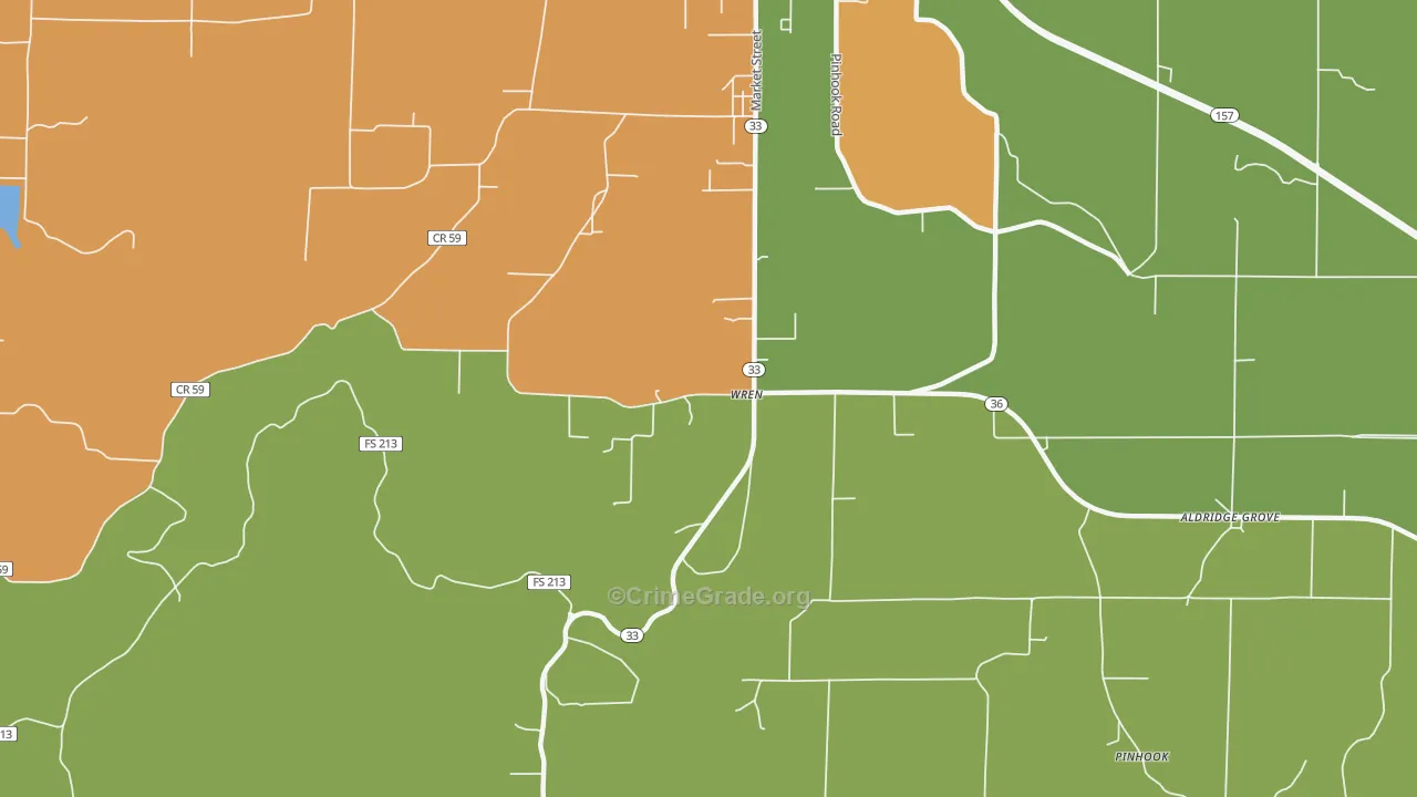 Wren, AL Map of Theft Rates