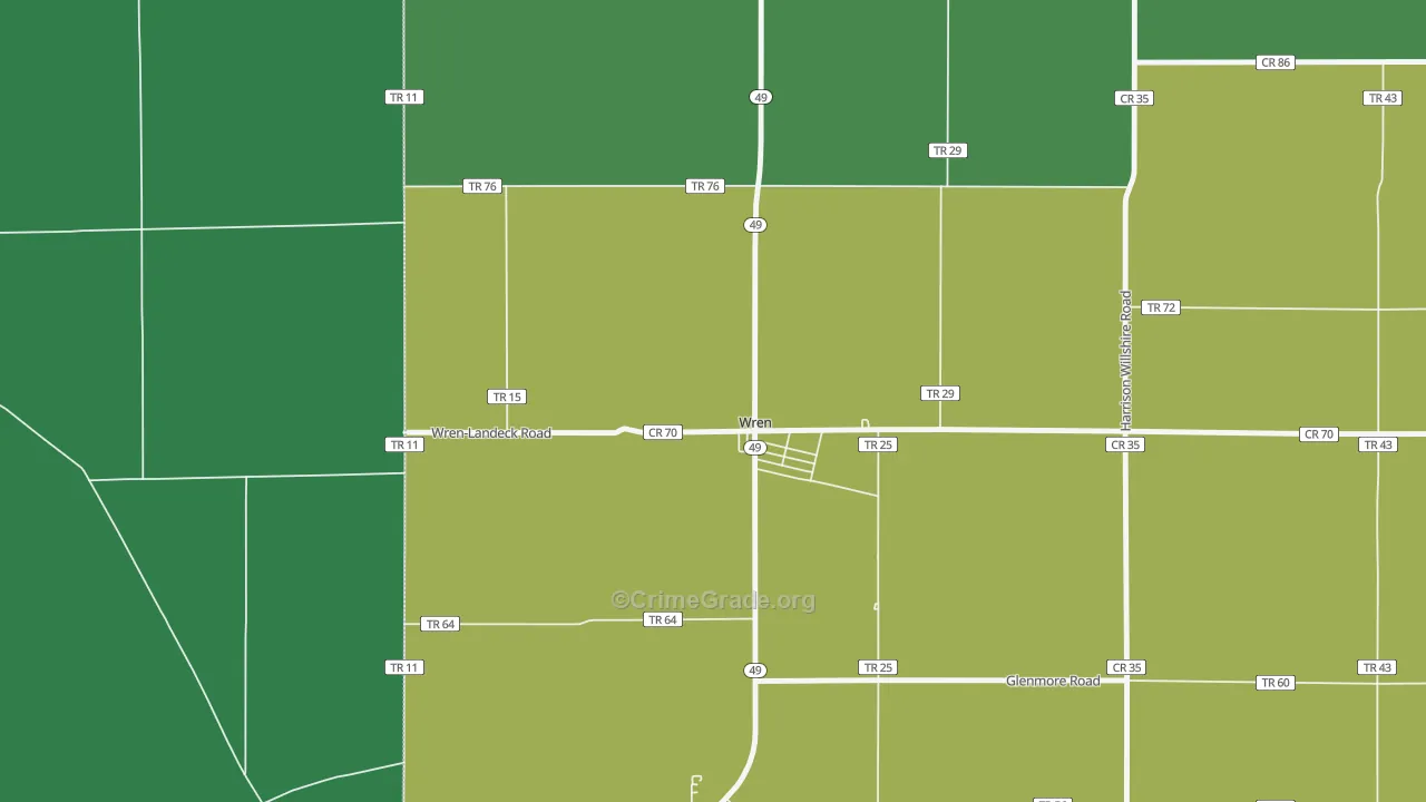 Wren, OH Map of Theft Rates