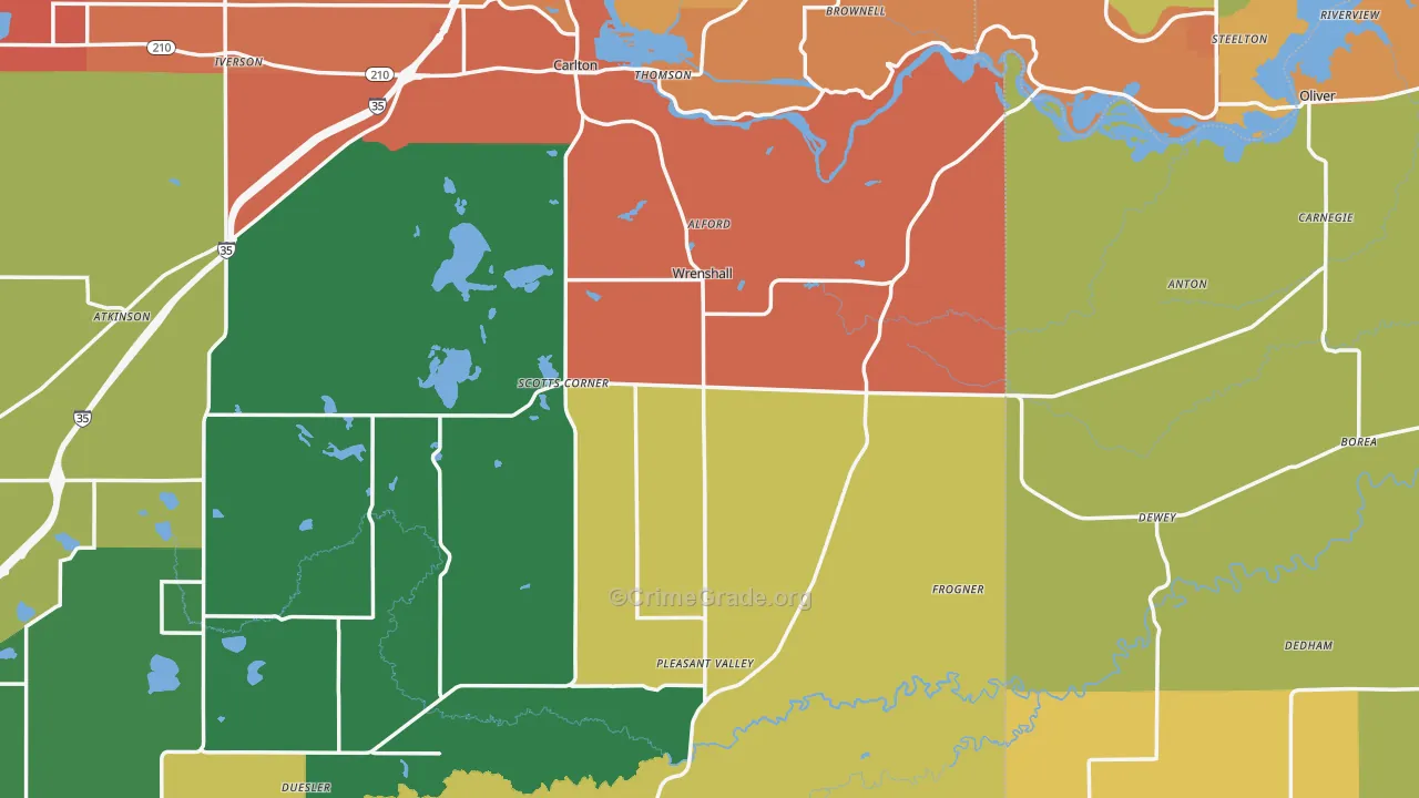Wrenshall, MN Map of Theft Rates