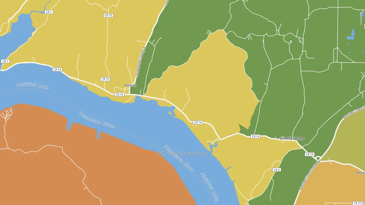 Wright, AL Map of Theft Rates