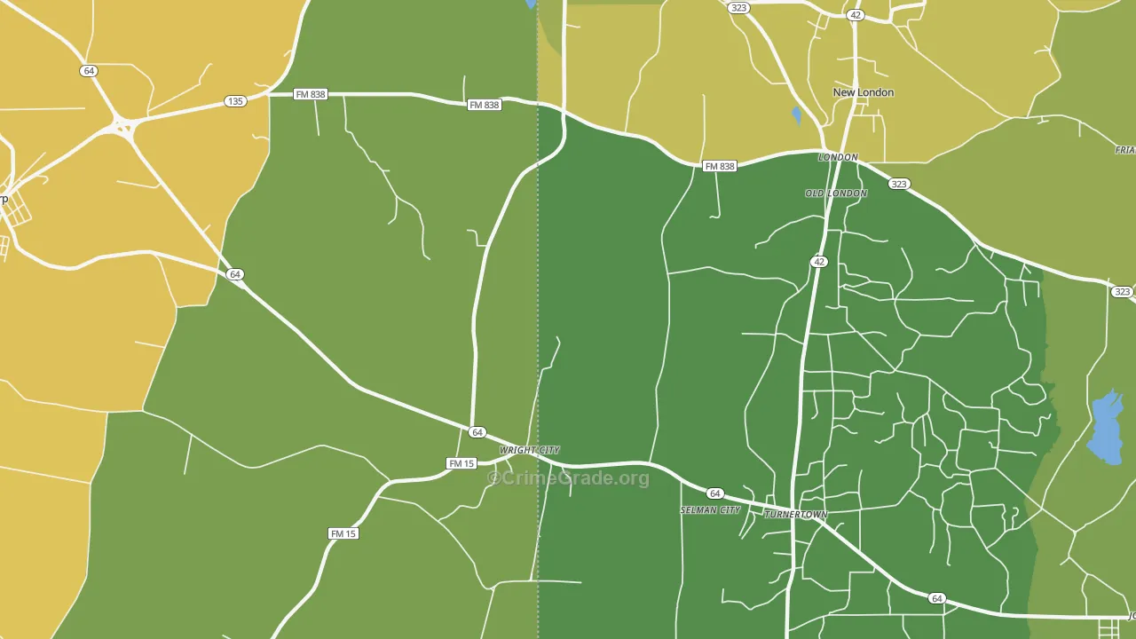 Wright City, TX Map of Theft Rates