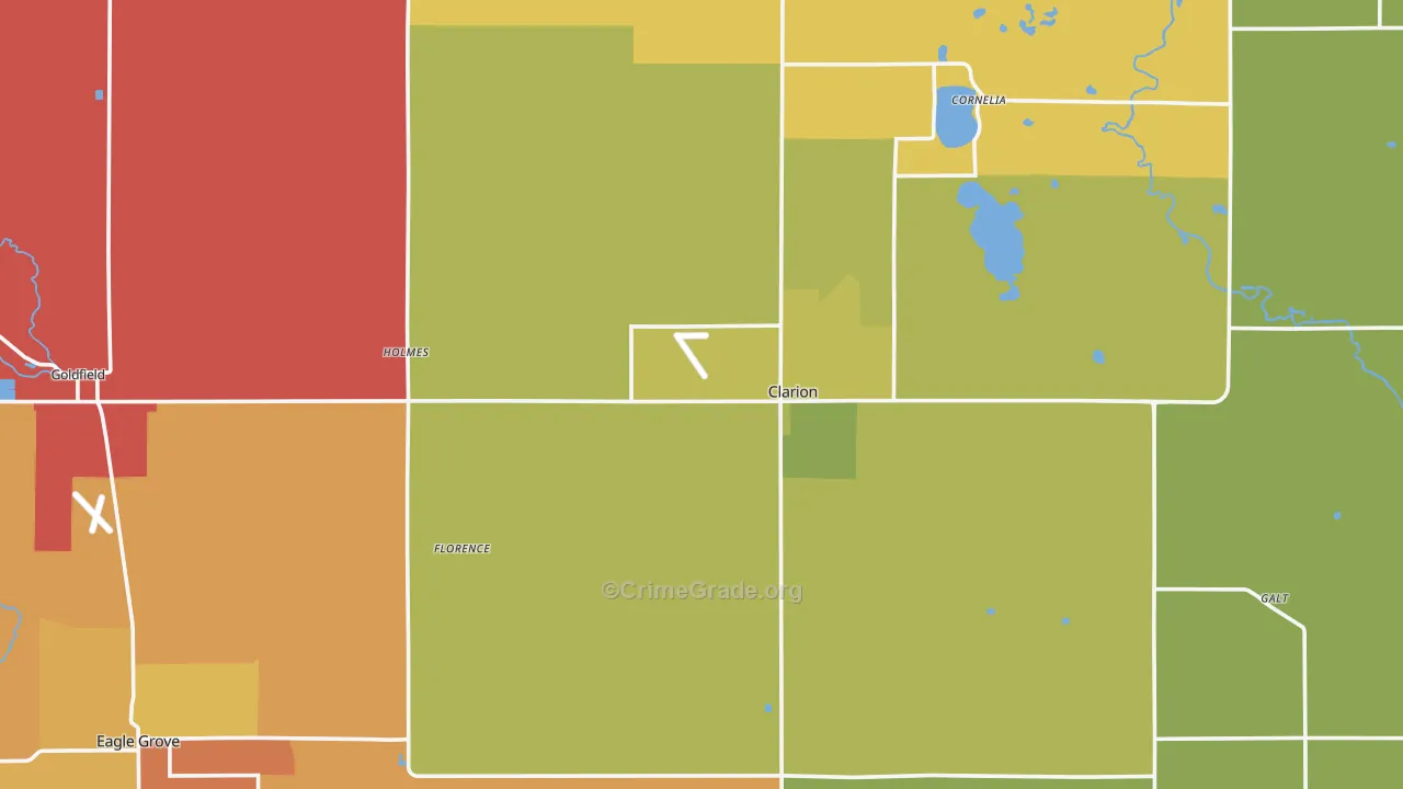 Wright County, IA Map of Theft Rates