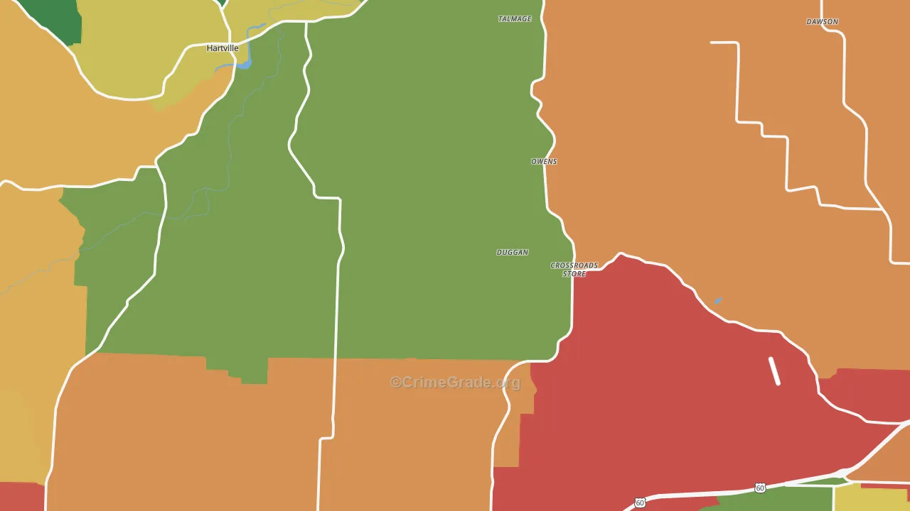 Wright County, MO Map of Theft Rates