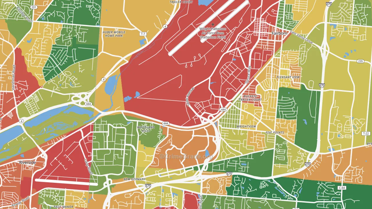 Wright-Patterson AFB, OH Map of Theft Rates