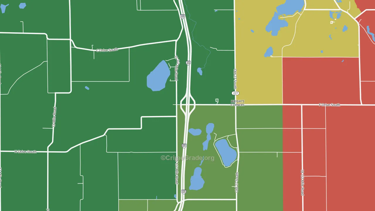 Wrights Corners, MI Map of Theft Rates