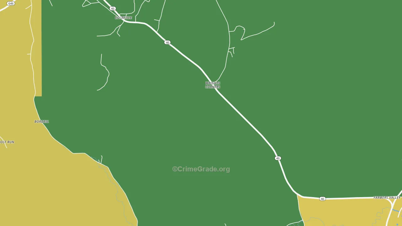 Wrights Corners, PA Map of Theft Rates