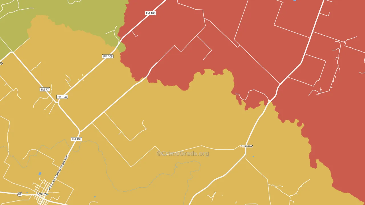 Wrightsboro, TX Map of Theft Rates