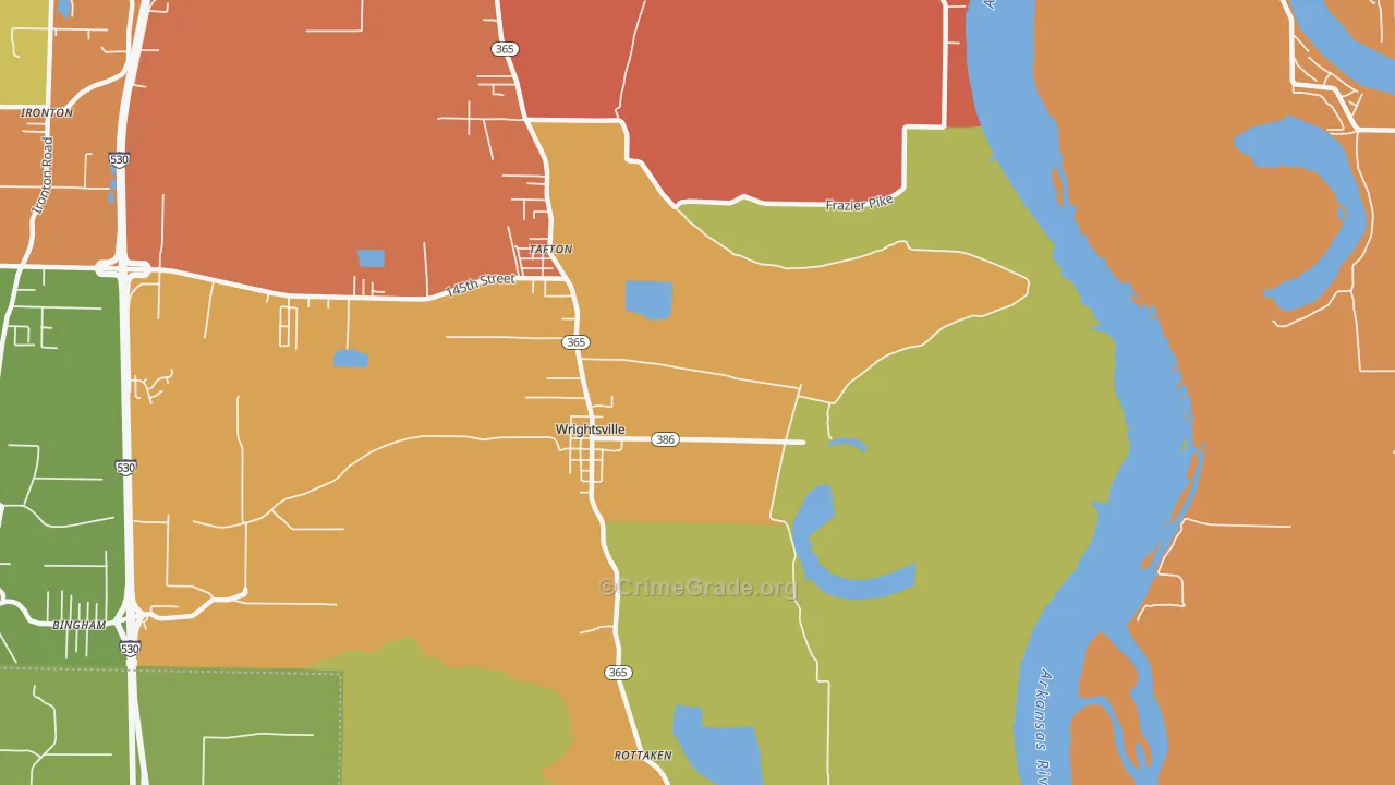 Wrightsville, AR Map of Theft Rates