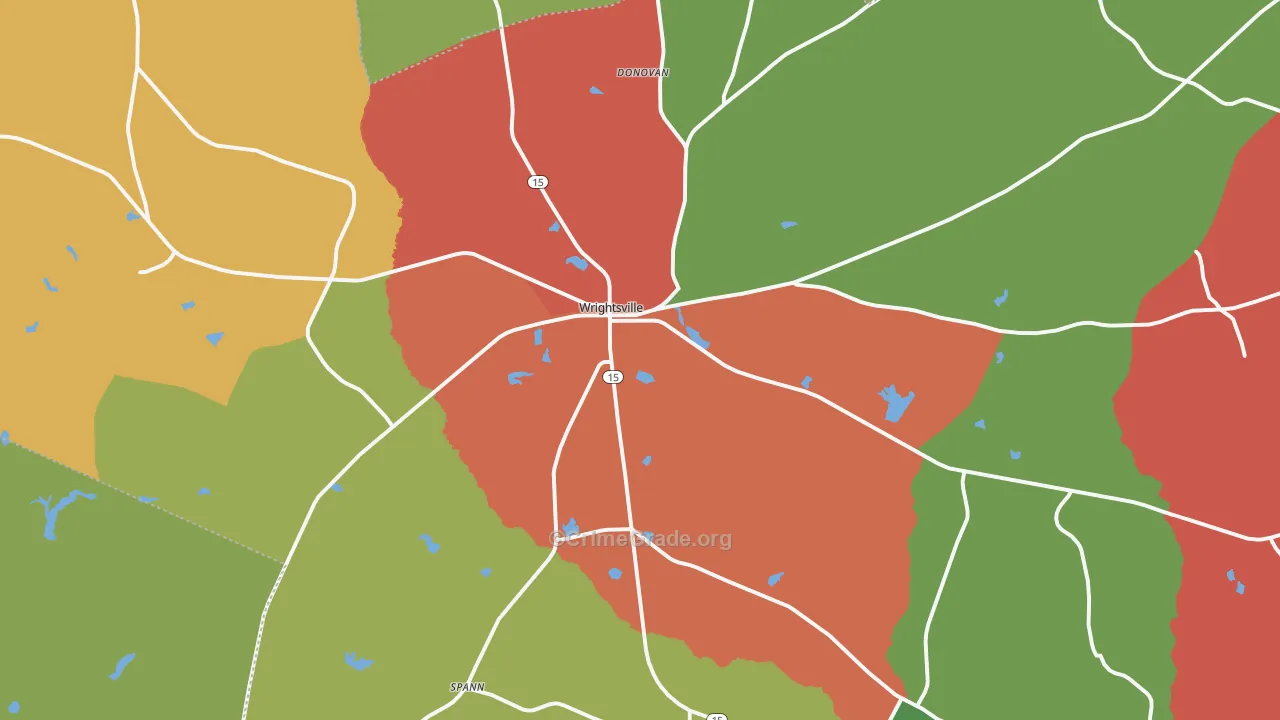 Wrightsville, GA Map of Theft Rates