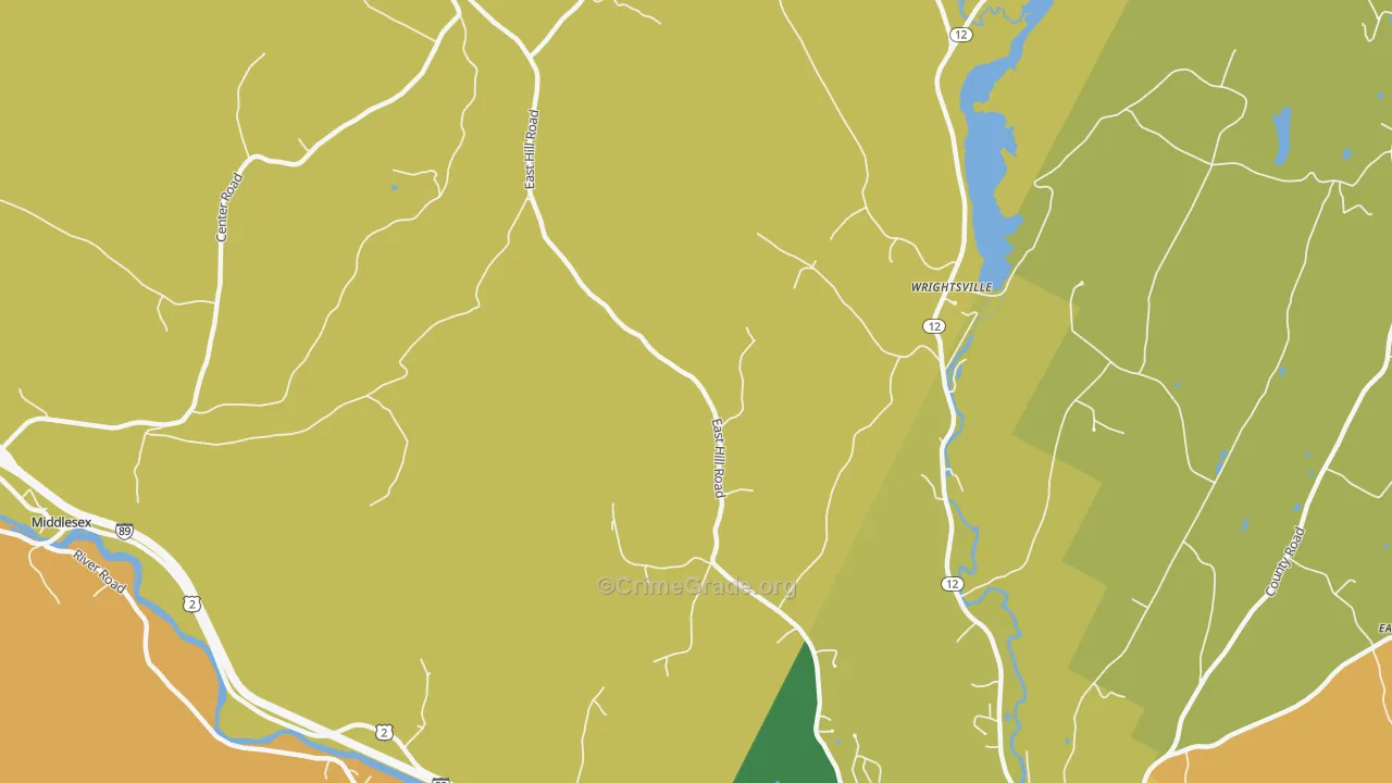 Wrightsville, VT Map of Theft Rates